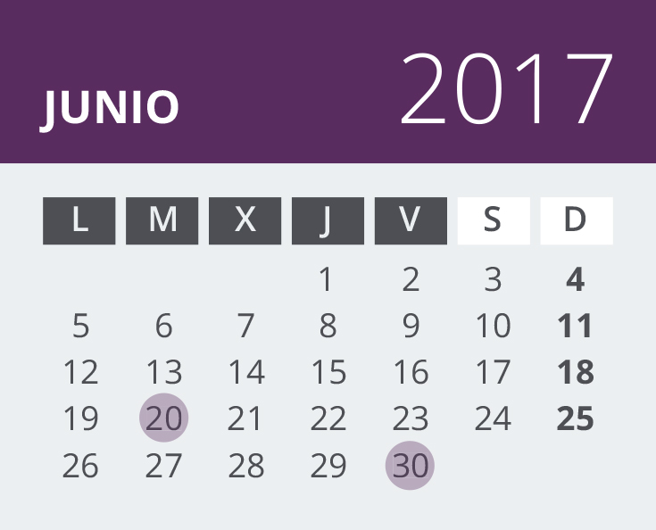 Calendario del Territorio Común. Junio